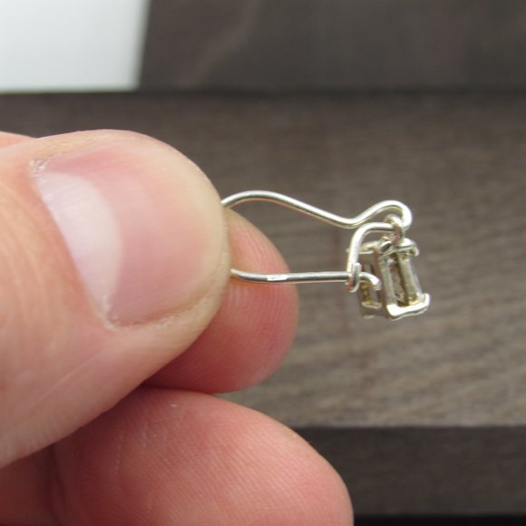 Sterling Silver Square CZ Diamond Earrings Vintage - Picture 5 of 7